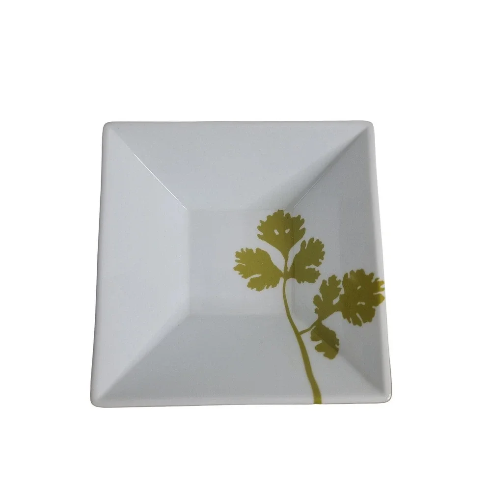 Cooks JCPenney Home‎ Collection Soup Bowl Green White Porcelain Square